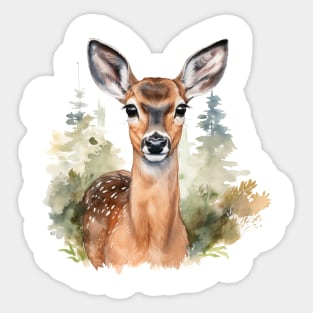 Watercolor Doe 1 Sticker